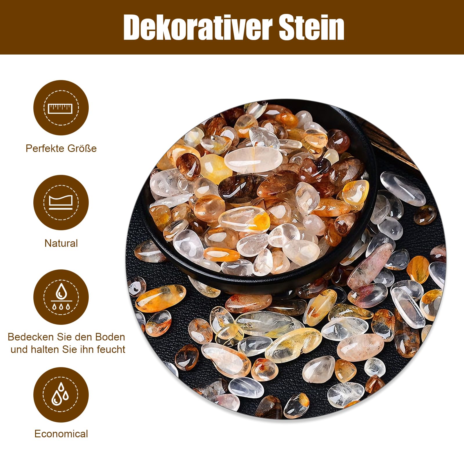 Kiezelstenen – 400 G, 3-5 Mm, Natuurstenen Chips Voor Vazen, Planten, Terraria En DIY-sieraden – Bruin En Geel, Trommelstenen