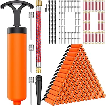 Ball Pump, Ball Pump for Sport Balls, Soccer Ball Pump, Hand Pump with 3 Needles, Nozzle, Extension Hose, Perfect for Volleyball, Basketball, Rugby, Balloon, Exercise Ball Inflator System