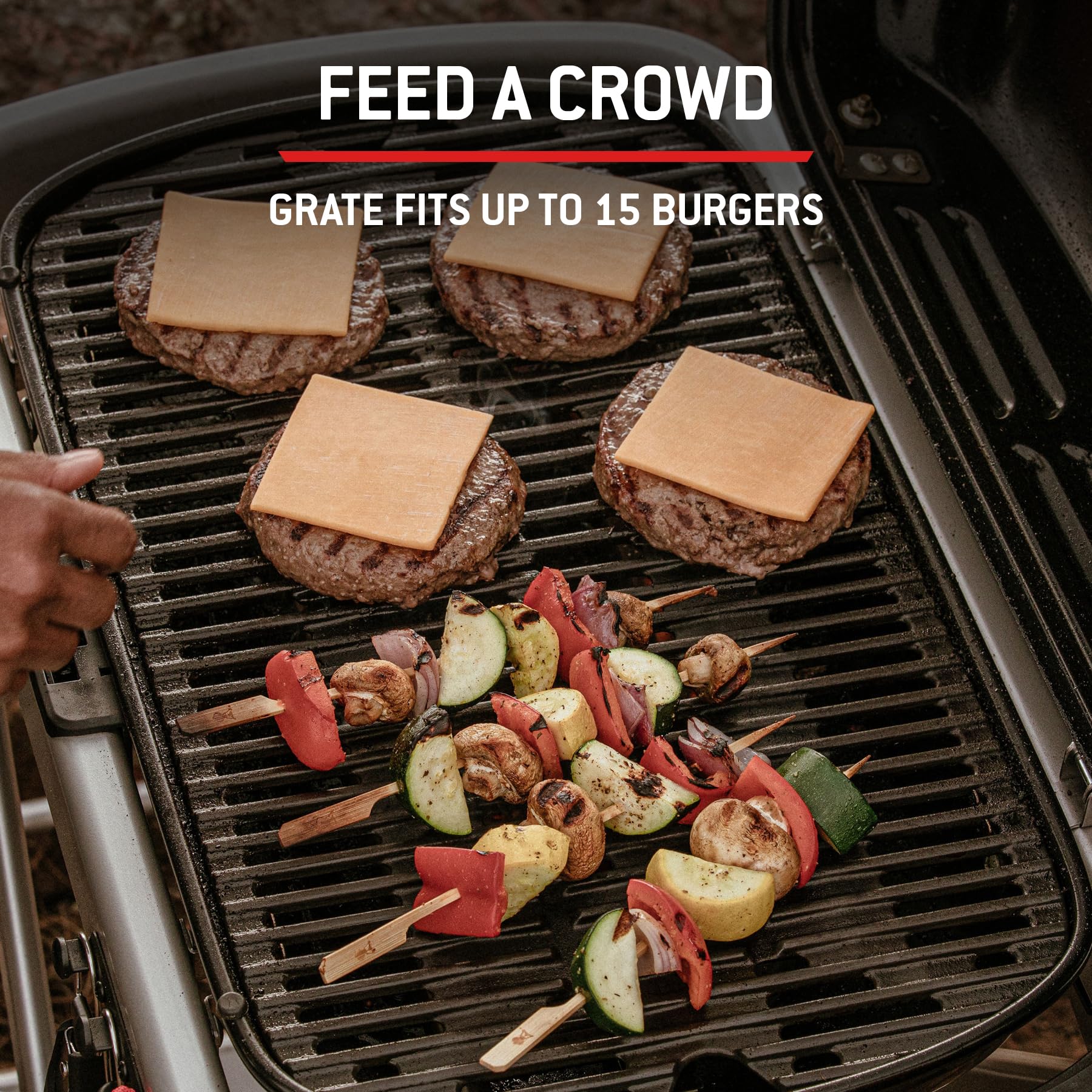Weber Traveler barbecue à gaz/design pliable et portable avec roues, verrouillage automatique du couvercle et thermomètre intégré, 1 brûleur, largeur 111 cm, surface de cuisson 2065 cm², noir