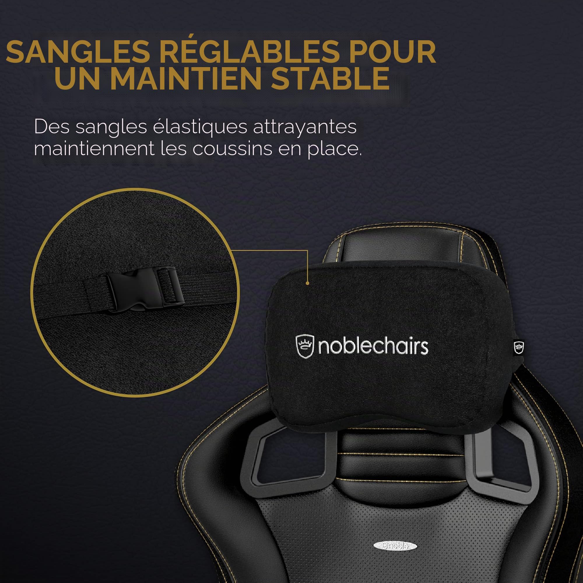 noblechairs Set de Coussin Memoire Forme, Oreiller Memoire Forme pour Chaise Gaming, Soutien Parfait du Cou, Ensemble de Coussin Ergonomique Chaise Bureau (Noir)