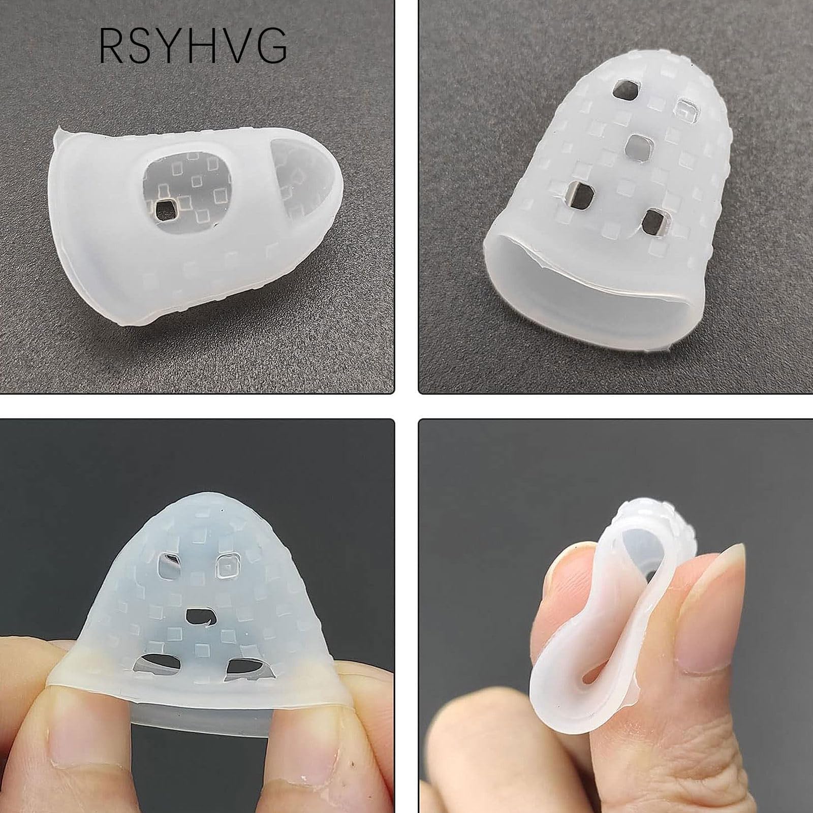 RSYHVG 50 Pieces Silicone Guitar Fingertip Protectors 5 Sizes Finger Guards Fingertip Protection Covers Caps Anti Slip Finger Pads for Playing Musical Instruments Sewing - Image 3