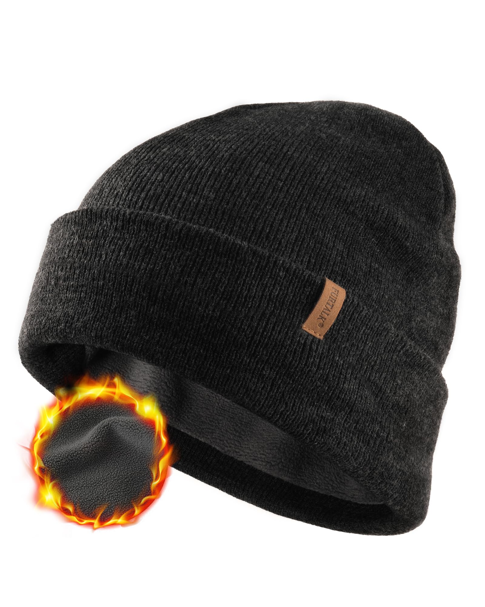 FURTALK Classic Beanie Mütze Herren mit Weichem Fleecefutterr Unisex Strickmütze Warm Bequem Wintermütze für Damen