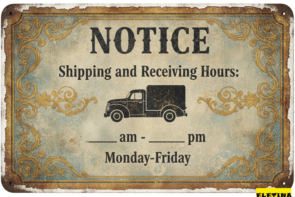 Personalized Sign for Man Cave Shipping And Receiving Hours Am - Pm Monday-friday, Ansi Notice Metal 8x12ines Private Property Decorative