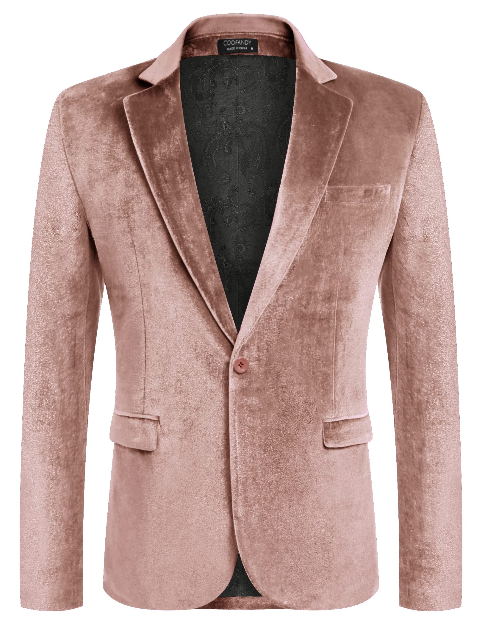 COOFANDY Men's Velvet Blazer Notched Lapel Velour Suit Jacket One Button Tuxedo Jackets for