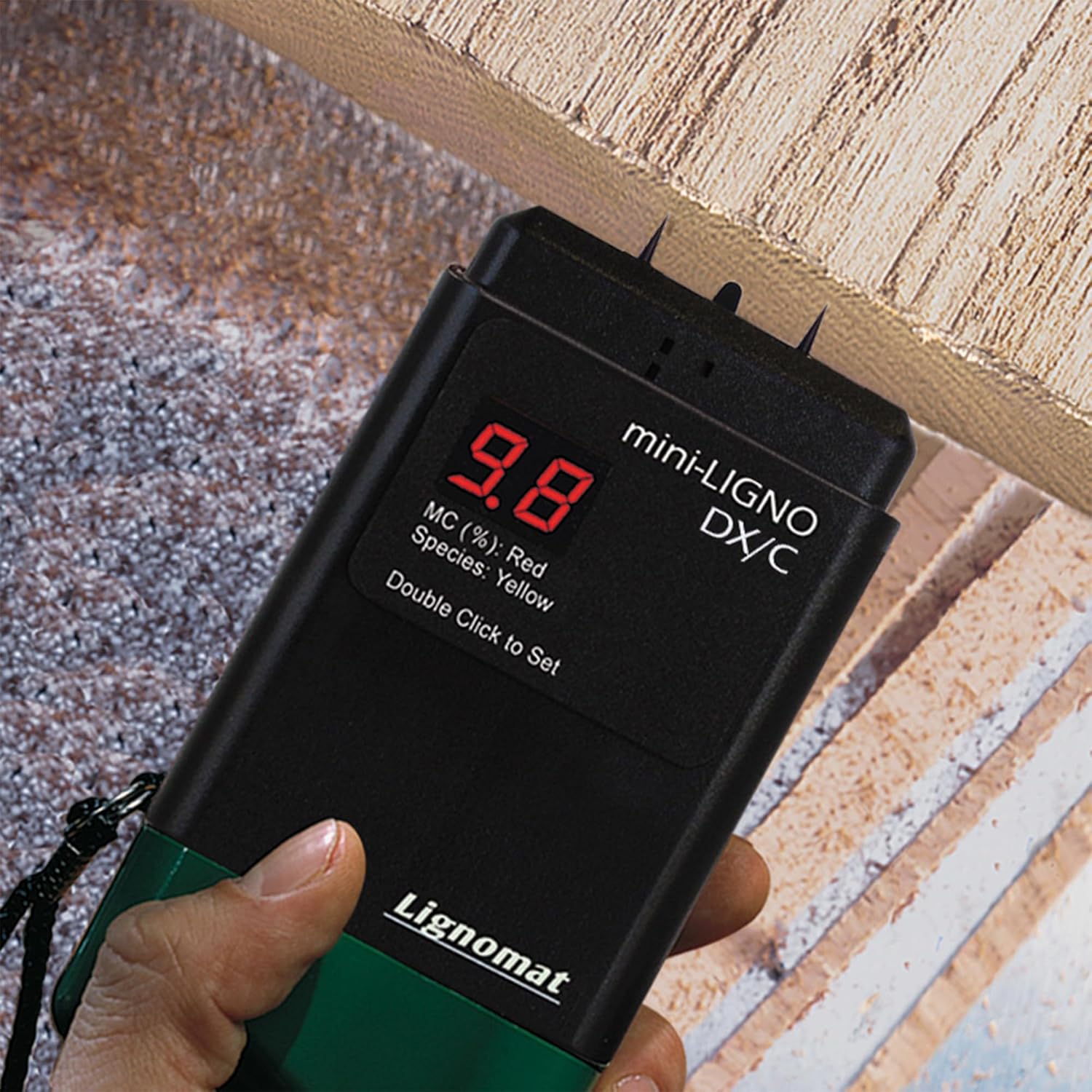 mini-Ligno DX/C - Professional Pin Type Wood Moisture Meter for Firewood, Concrete, Subfloors, OSB, Drywall, Flooring with LED Display & 46 Settings Portable Mold Detector