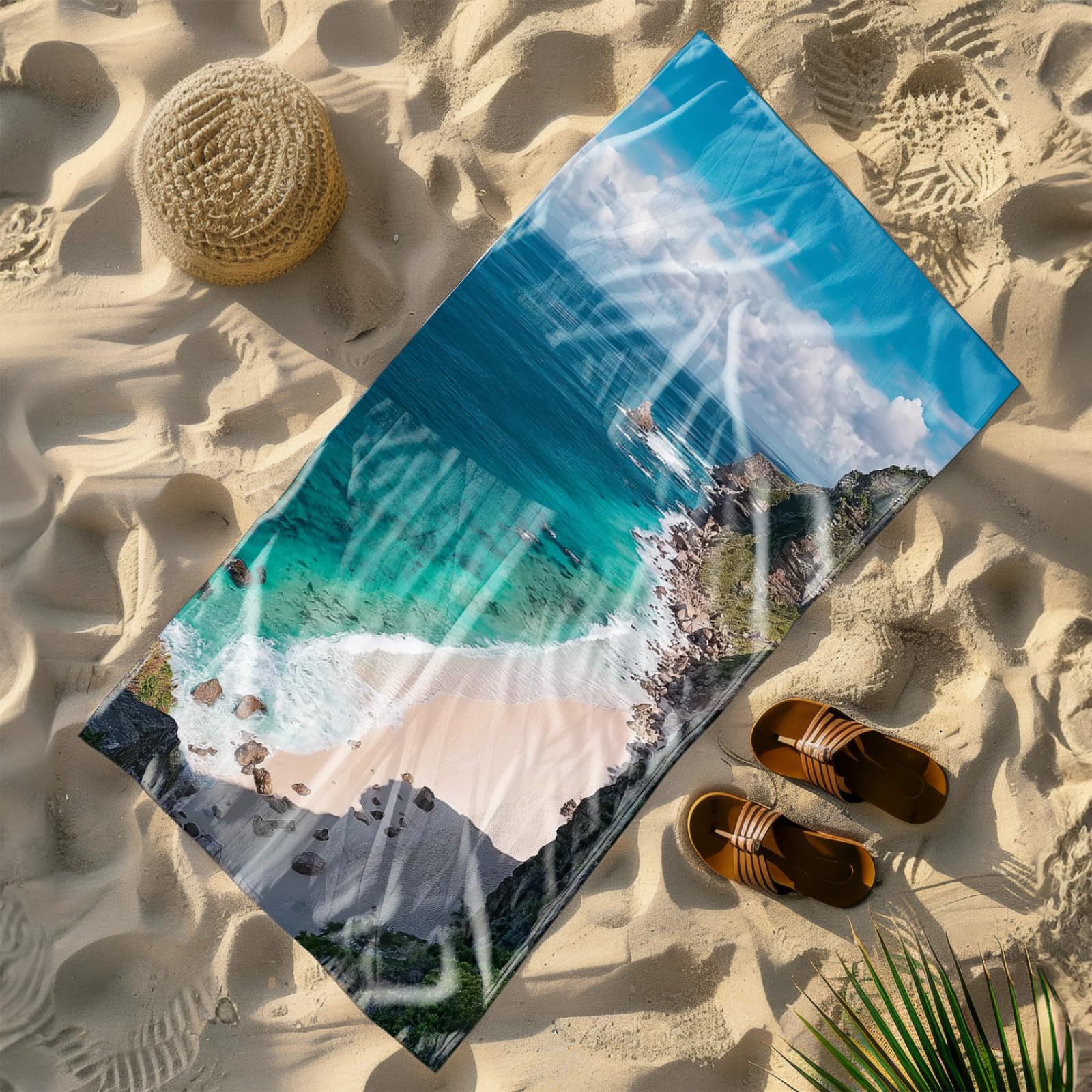 Genérico Toalla Playa Grande Mar Verde Microfibra Secado Rápido Oversize Toalla Sin Arena Súper Ligera Piscina Camping Picnic Yoga Gimnasio Y Deportes Viaje
