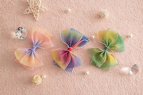 Miniatura 4 de Pinza para el pelo de organza con lazo grande, para niñas y mujeres, accesorio para el cabello ideal para cumpleaños, uso diario, vacaciones y