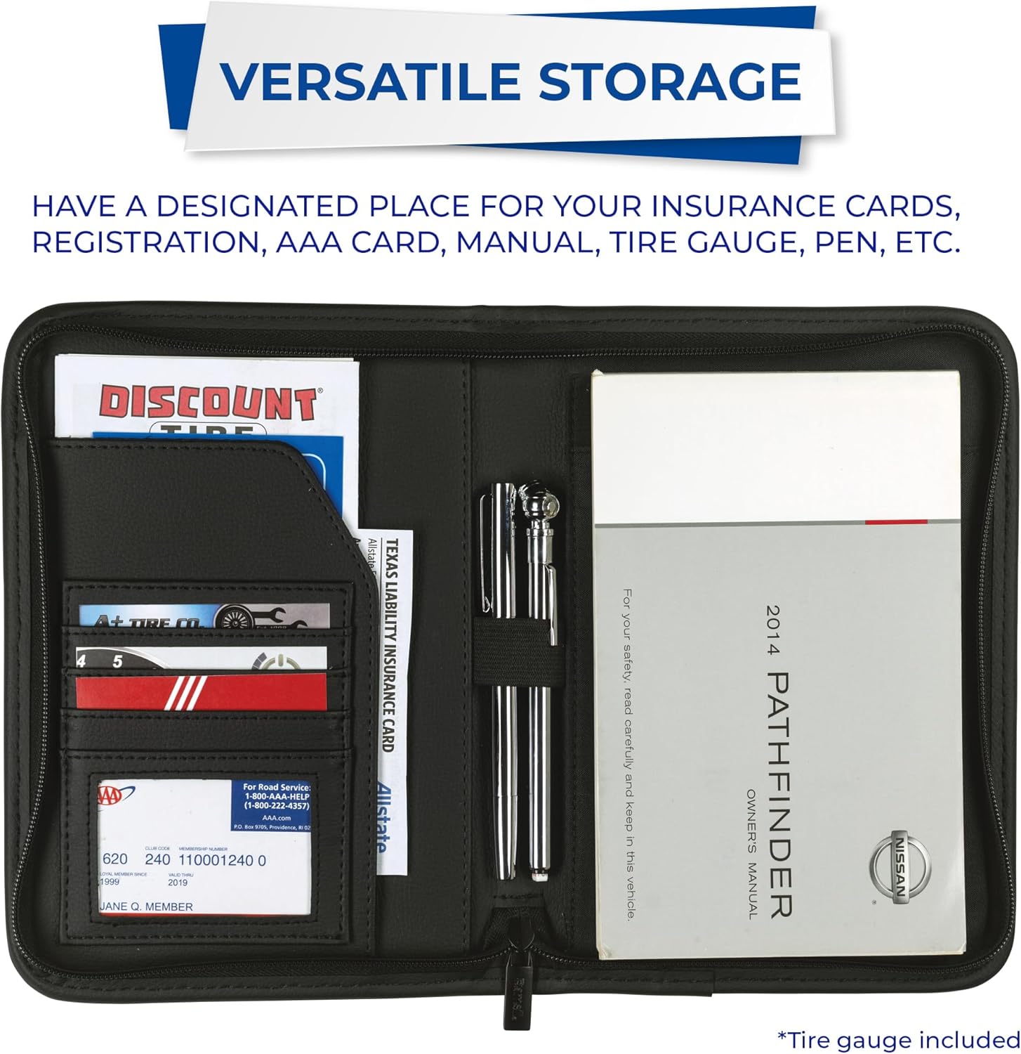 Samsill Car Registration and Insurance Holder, Owner's Maunal Glove Box Organizer, 7.25 x 10 inches, Car Document Holder, Black