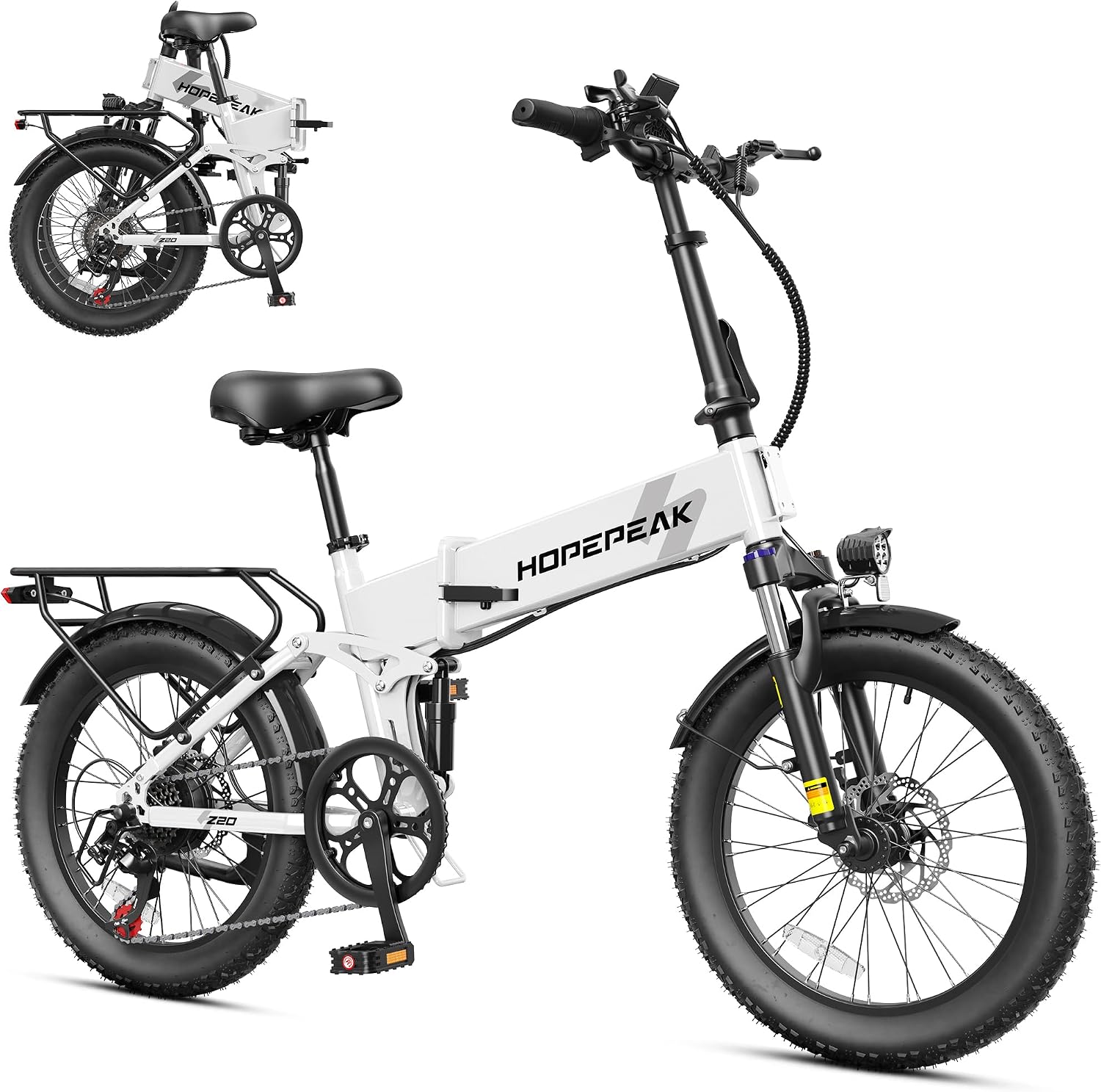 Z20 Foldable Electric Bike for Adults-1200W Peak Motor, 20″×3.0″ Full Suspension Fat Tire Folding Ebike with 48V 12Ah 576Wh Removable Built-in Battery Max Range 65 Miles