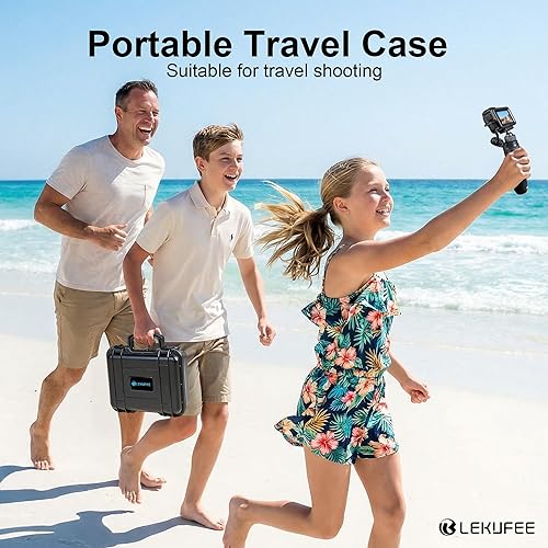Miniatura 6 de Lekufee Funda rígida portátil impermeable para cámara de acción DJI Osmo Action 6/5 Pro/4/3, combo estándar, combo de aventura, más accesorios
