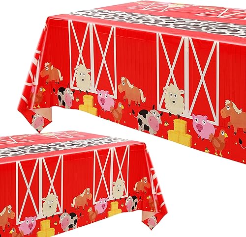 Miniatura 1 de GGDE Mantel de plástico desechable de granja para picnic, baby shower, cumpleaños, corral, granja, temática de animales, suministros de decoración