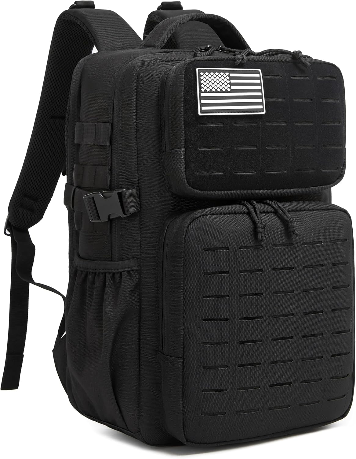 Wotony Military Tactical Backpack for Men Waterproof Daypack 3 Day Assault Pack Laser-Cut MOLLE Webbing Design with Water Bottle Holder Black Small Tactical Assault Bag (Black, 30L)