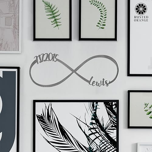 Miniatura 7 de Signo de Infinito Personalizado con Nombres  Arte de Pared de Metal Personalizado con Diseño de Corazón, Decoración de Símbolo de Infinito Romántico