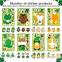 Vista 7 de 24 hojas de calcomanías del Día de San Patricio Combina y crea una cara Calcomanías de animales Suministros de recuerdos de fiesta del Día de San