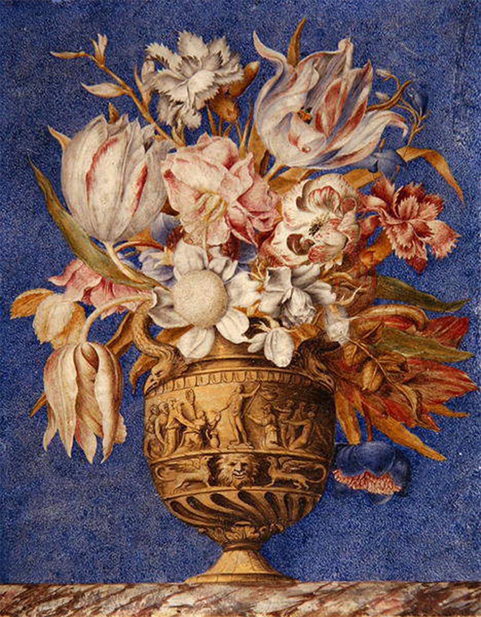 ARTXLXXBN Famous Print Painting Colorful Art Print Flowers in a Vase Which Stands on a Marble by Giovanna Garzoni Canvas Art Decorations for Home Decor 60x90cm