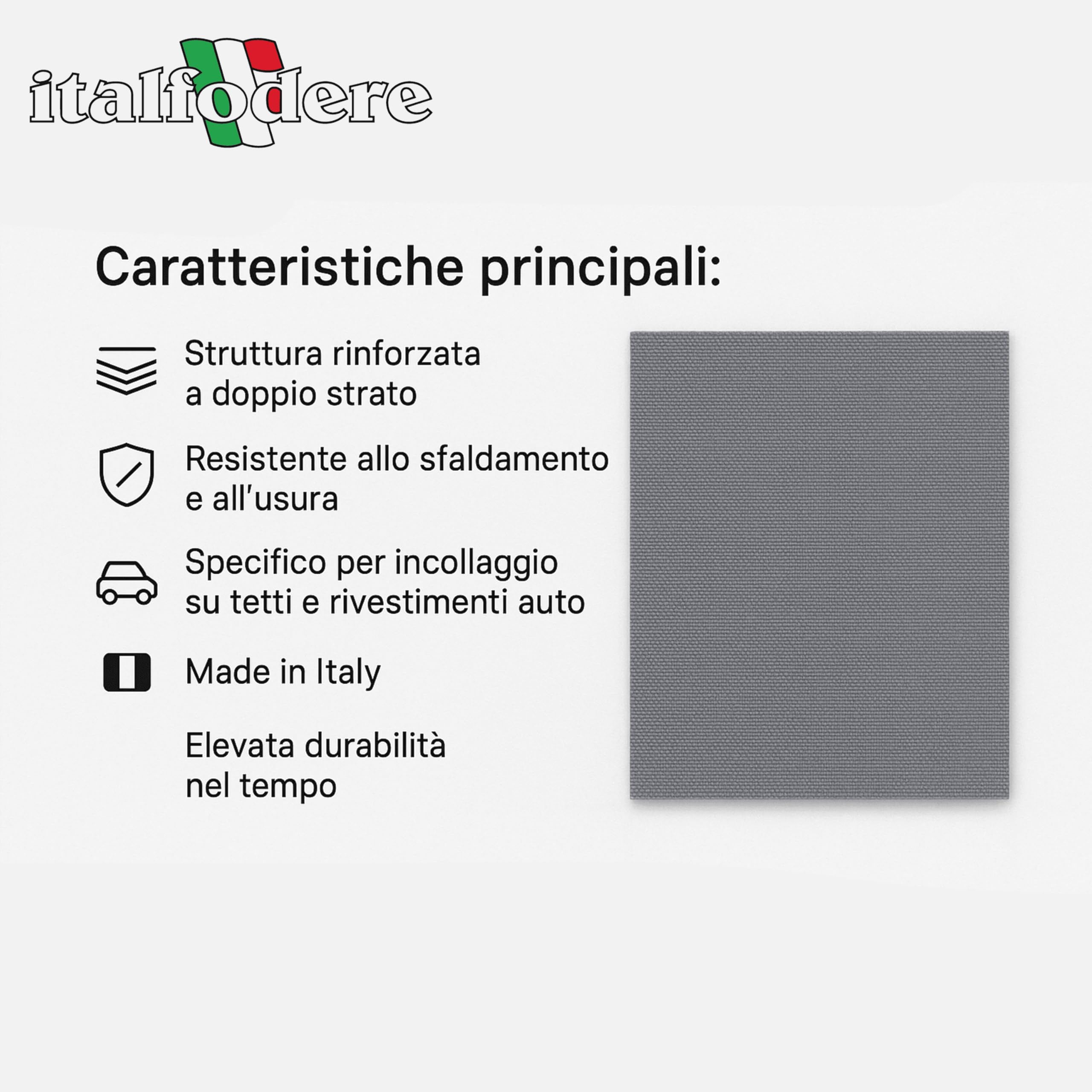 ITALFODERE - Kit Tessuto Cielo Auto + 1 Colla OMAGGIO - Modello Nido d'ape - Ripara Tetto Auto Scollato rimedi fai da te - Colla Spray - Made in Italy - Grigio (200X180 CM)