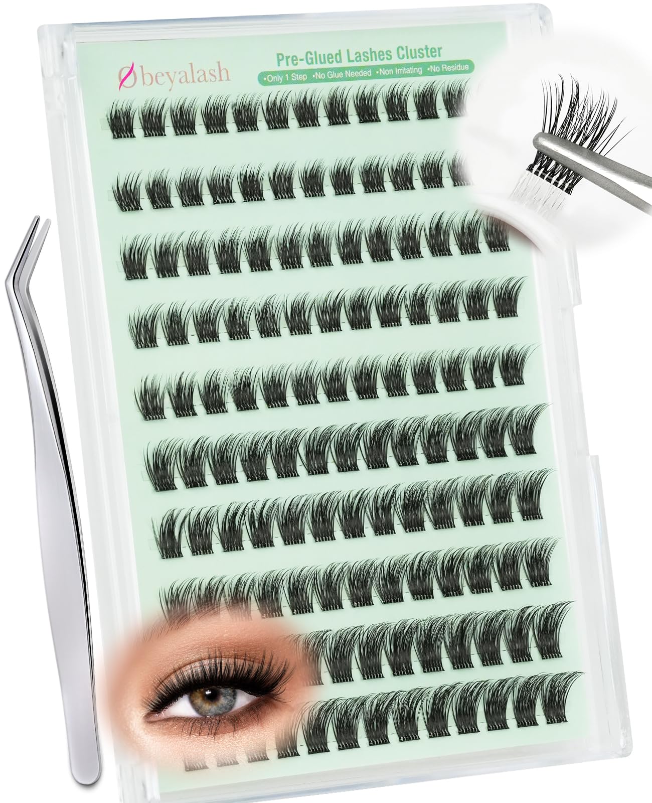 Obeyalash Ciglissime Press E Go Autoadesive 130pcs Cluster Lashes Ciglia Press and Go Ciglissima Wispy C Curl 8-14mix No Glue Eyelashes Self Adhesive Eyelash Natural Stick On Lash Resuable (YLB09)