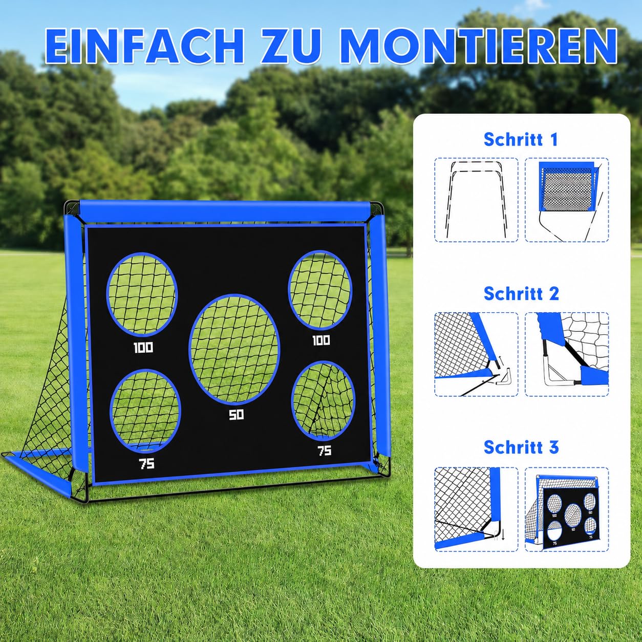 Fussballtore für Garten Kinder, 2-in-1 Fussballtor Outdoor mit Trainingsnetz, Fußballtor Kinder Trainingsset für Eltern-Kind-Bindung, Familieninteraktion