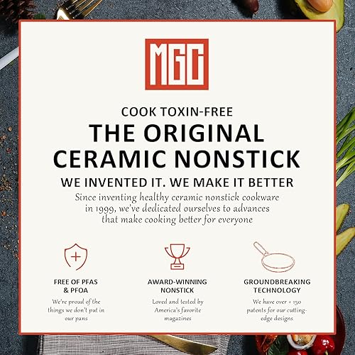 Miniatura 7 de MGC - Juego de ollas y sartenes antiadherentes con revestimiento de cerámica de 16 piezas, sin PFAS, apto para lavavajillas