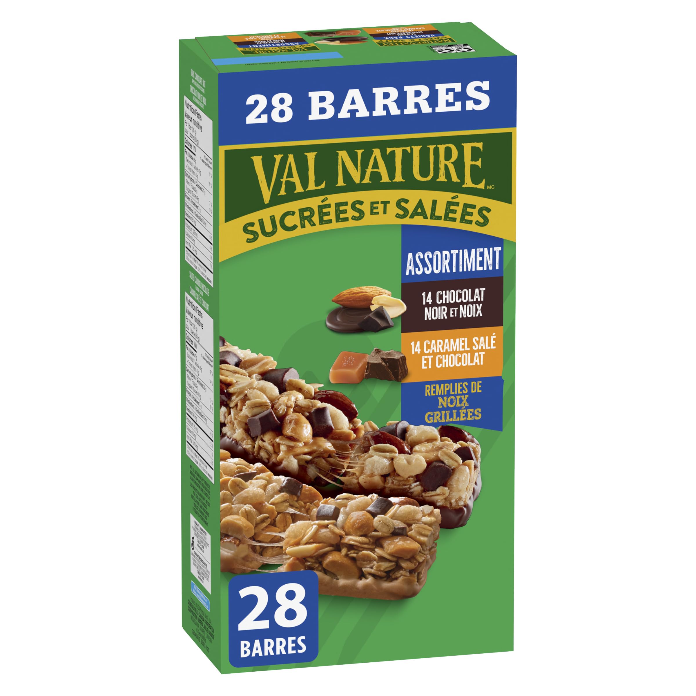 NATURE VALLEY - VALUE PACK - Dark Chocolate Nut and Salted Caramel Chocolate Chewy Nut Sweet and Salty Granola Bars Variety Pack, Pack of 28 Bars, 980 grams, Snack Bars, Made with Whole Grains - 4