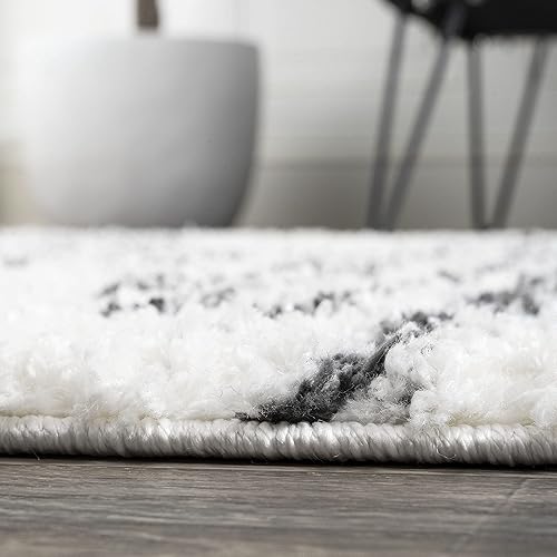 Miniatura 12 de JONATHAN Y MOH408A-8 - Alfombra de pelo largo geométrico con rayas de olmo y diamantes, estilo bohemio, contemporáneo, glamuroso, fácil de limpiar,