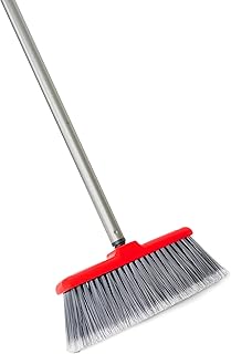 Fuller Brush Fiesta Red Kitchen Broom - Floor Sweeper w/Extendable Steel Handle & Fine Long Bristles - Dust Sweeping For H...