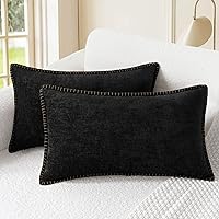 Vista 41 de CaliTime - Juego de 2 fundas de almohada decorativas de 16 x 16 pulgadas, con costuras en los bordes de hilo de algodón, chenilla suave teñida