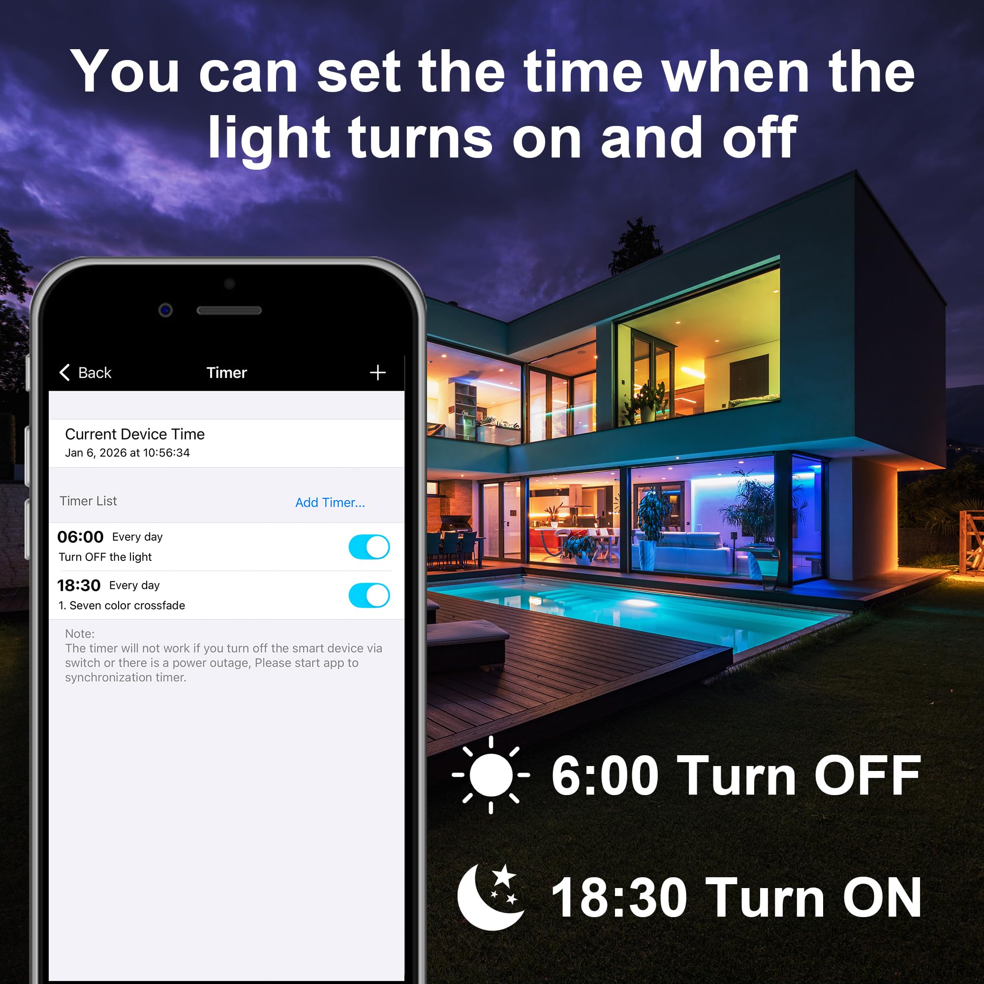 Foco LED RGB Exterior 60W, Control por App Bluetooth y Mando a Distancia, IP66 Impermeable, Multicolor, Proyector para Jardín y Terraza, 2 Unidades