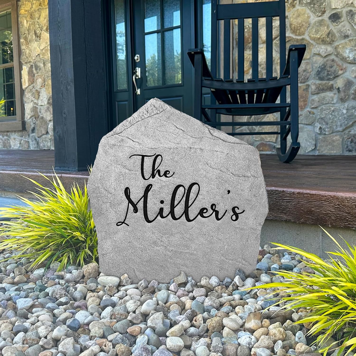 Personalized Script Name Stone - Engraved Garden Stone - Greystone 15" x 15" - Monogram Stone by Design A Stone