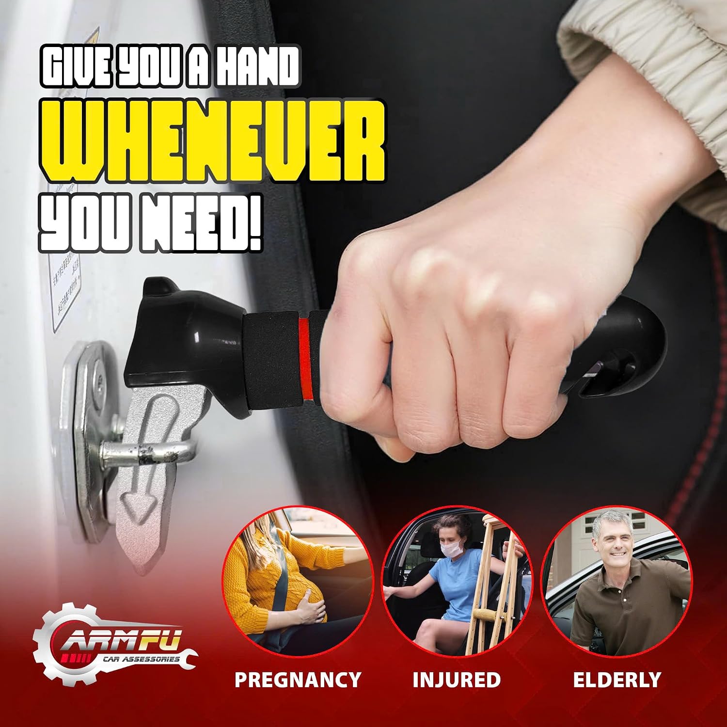 Car Handle Assist - Portable, Non-Slip Mobility Aid for Seniors, Elderly & Injured - Provides Extra Support for Safe Entry & Exit - Lightweight, Heavy Duty Vehicle Support Handle