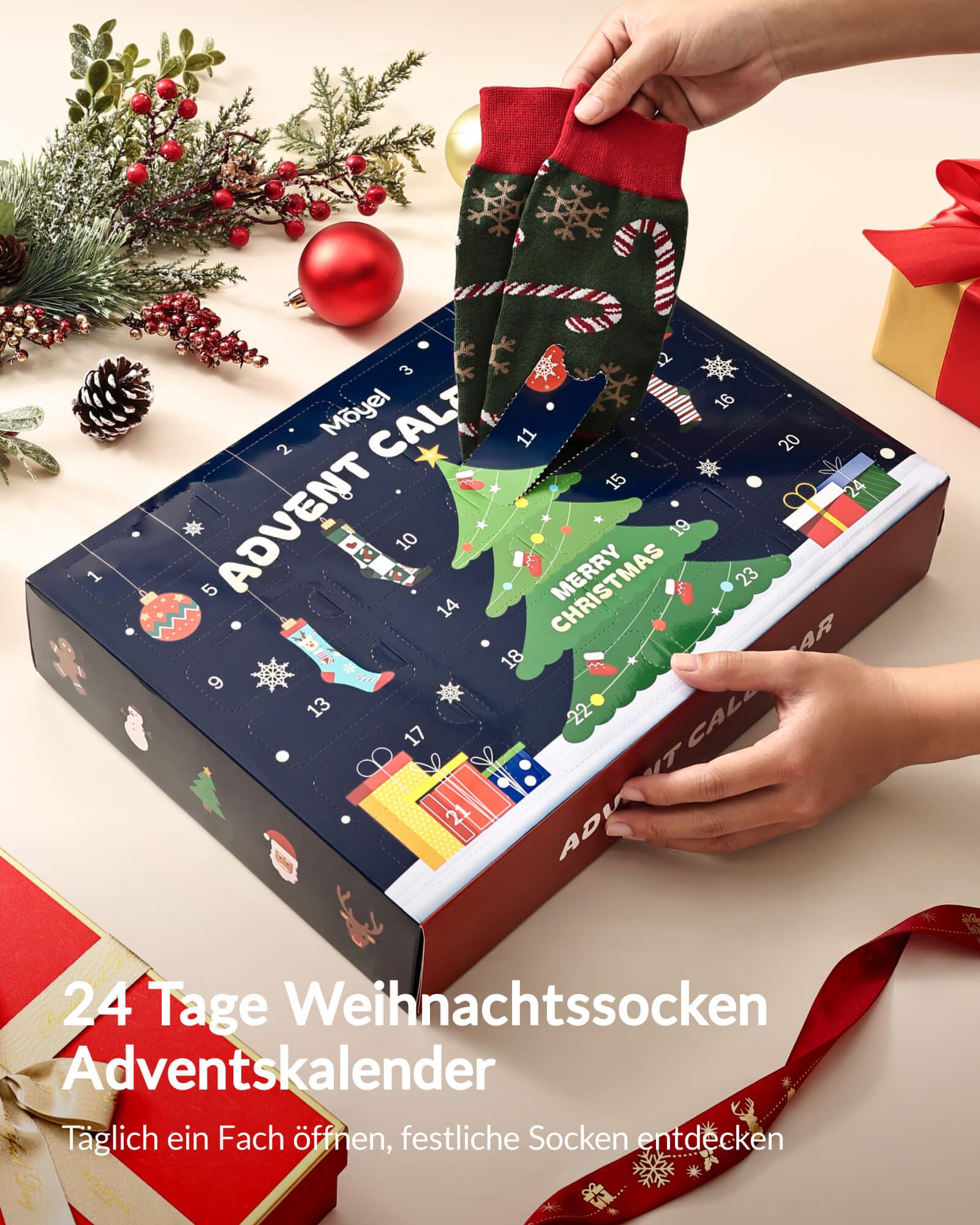 Moyel Adventskalender 2026 Socken Herren 24 Paar Lustig