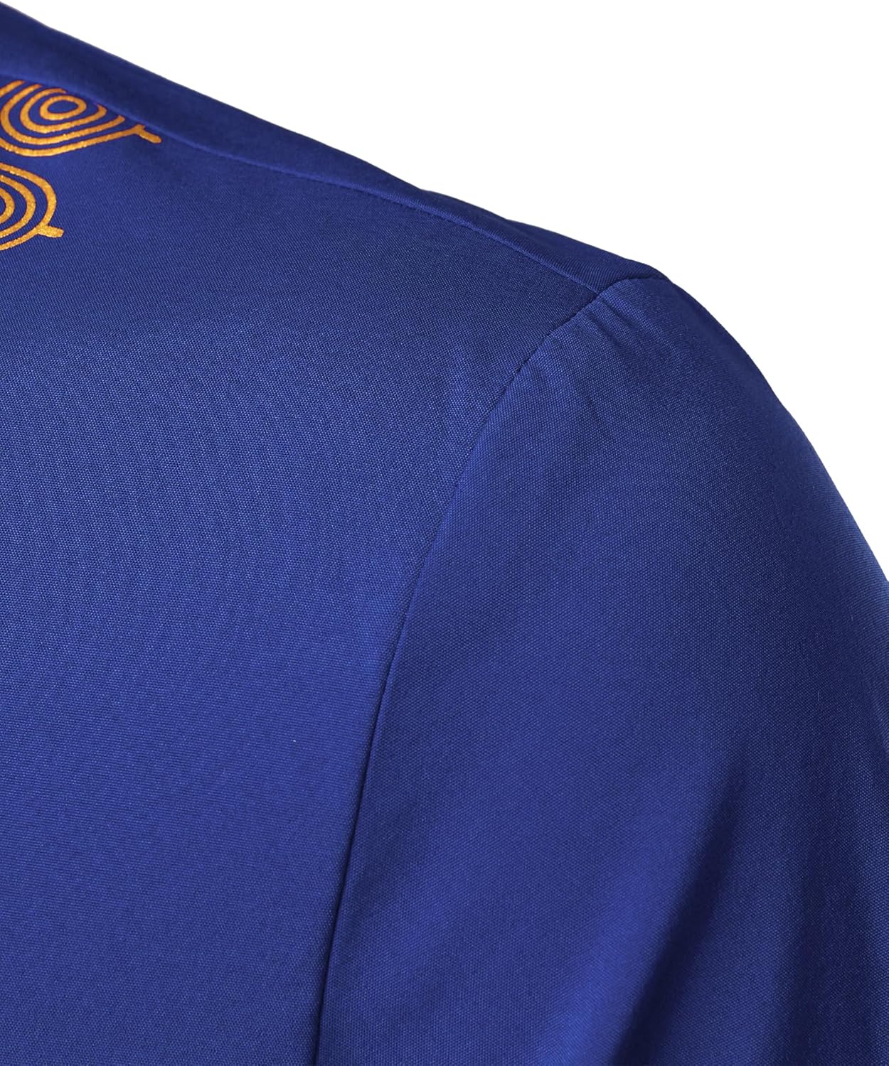 LucMatton Men's African Short Sleeve Hidden Button Shirt Metallic Foil Stamping Dashiki T Shirt - Image 5