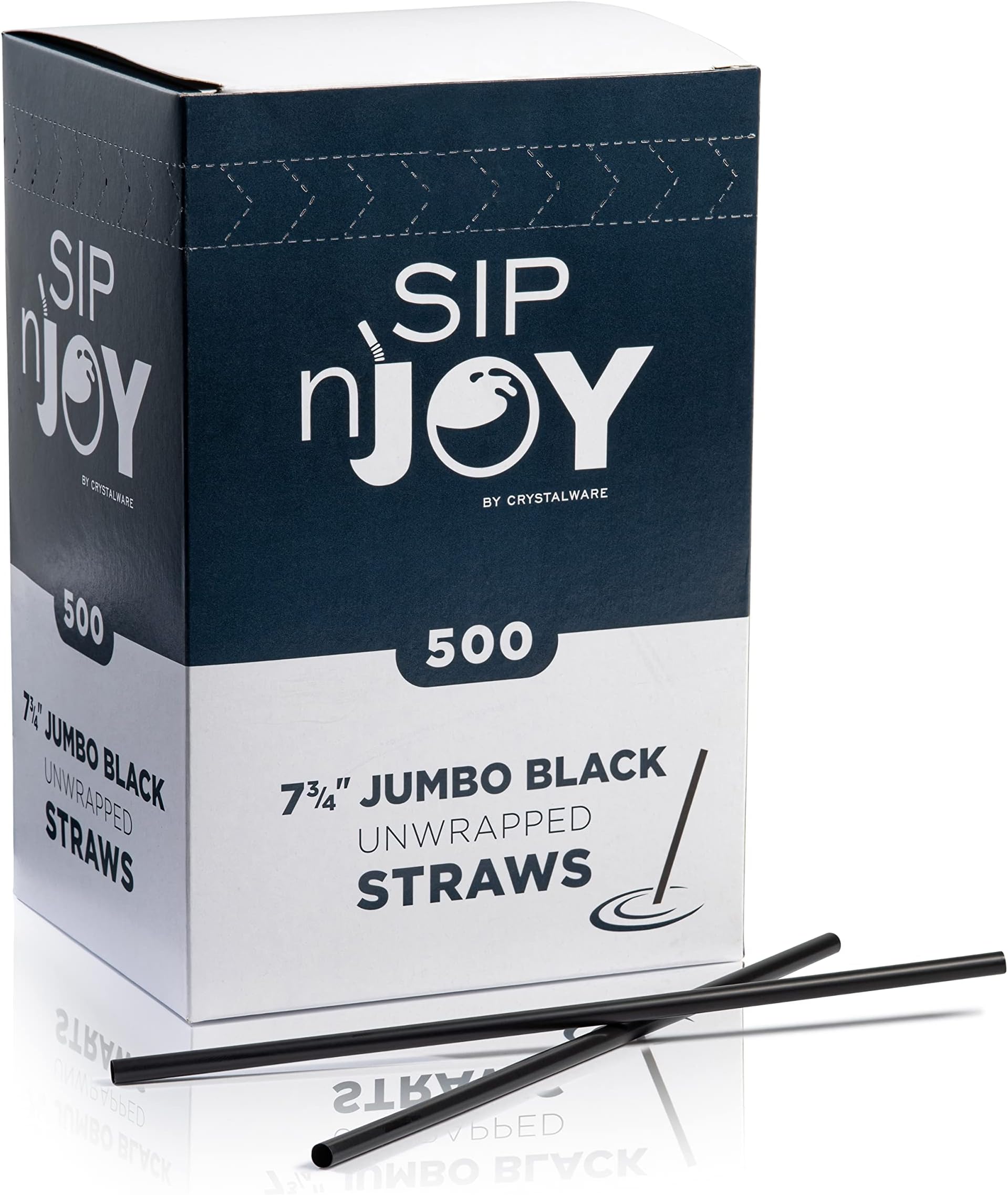 [500-Pack] Plastic Straws - 7.75 Inches Long, Drinking Straws, Standard Size, Bulk Pack, Black
