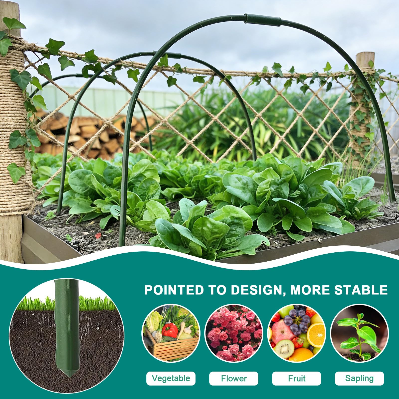 EXLECO 6Pcs Archi per Serra Orto Tunnel 80x90cm per Piante con Clips e PE Protettivo Cerchi da Giardino per Serra Coperture a Tunnel Cerchi per Serre Tunnel per Piante da Giardino per Copertura Frutta