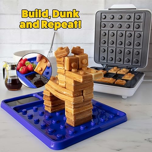 Miniatura 2 de Placa de comedor de construcción de ladrillo – Apila y construye tus gofres en forma de ladrillo en un divertido plato novedoso – como se ve en