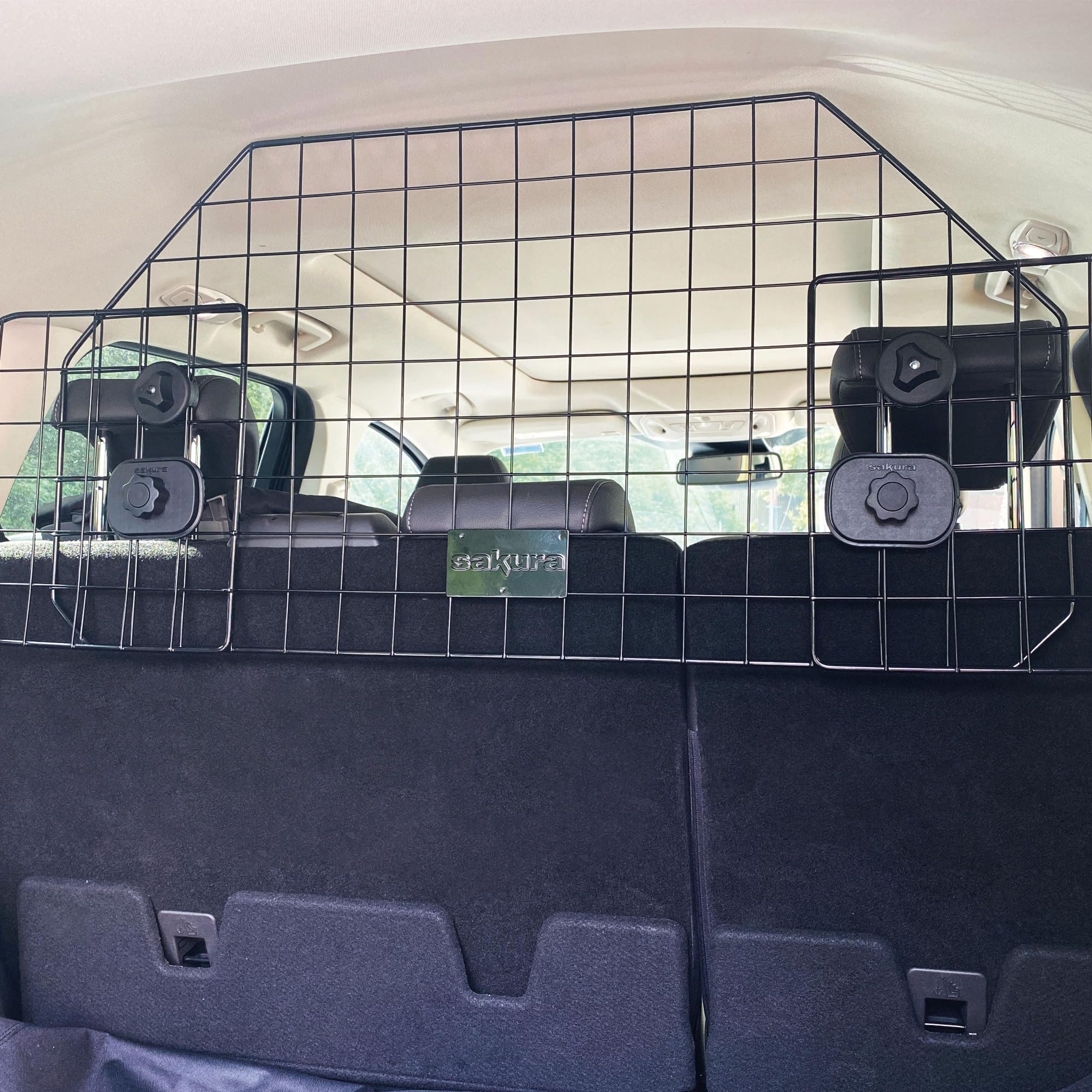 Sakura SUV Hundeschutzgitter für Autos SS5453 – einfache Montage ohne Werkzeug – Befestigung an Kopfstützen – Breite verstellbar, Schwarz