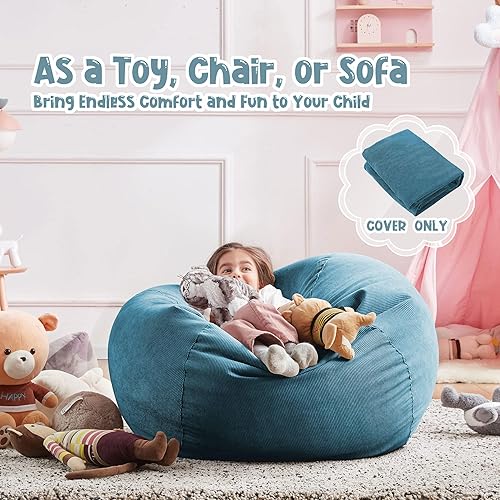 Miniatura 15 de Nobildonna - Funda para silla de puf (relleno sin relleno) de nido de pájaro para niños y adultos. Puf extra grande para almacenamiento de animales