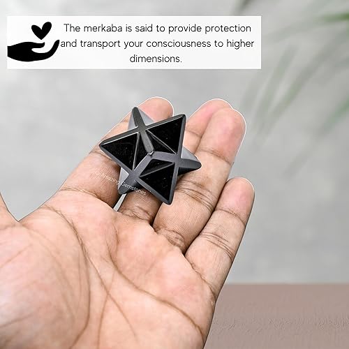 Miniatura 297 de Amazing Gemstone Larvikite Merkaba Crystal – Estrella de Merkaba metafísica de 1 pulgada para meditación – Cristal tetraedro energético y piedras