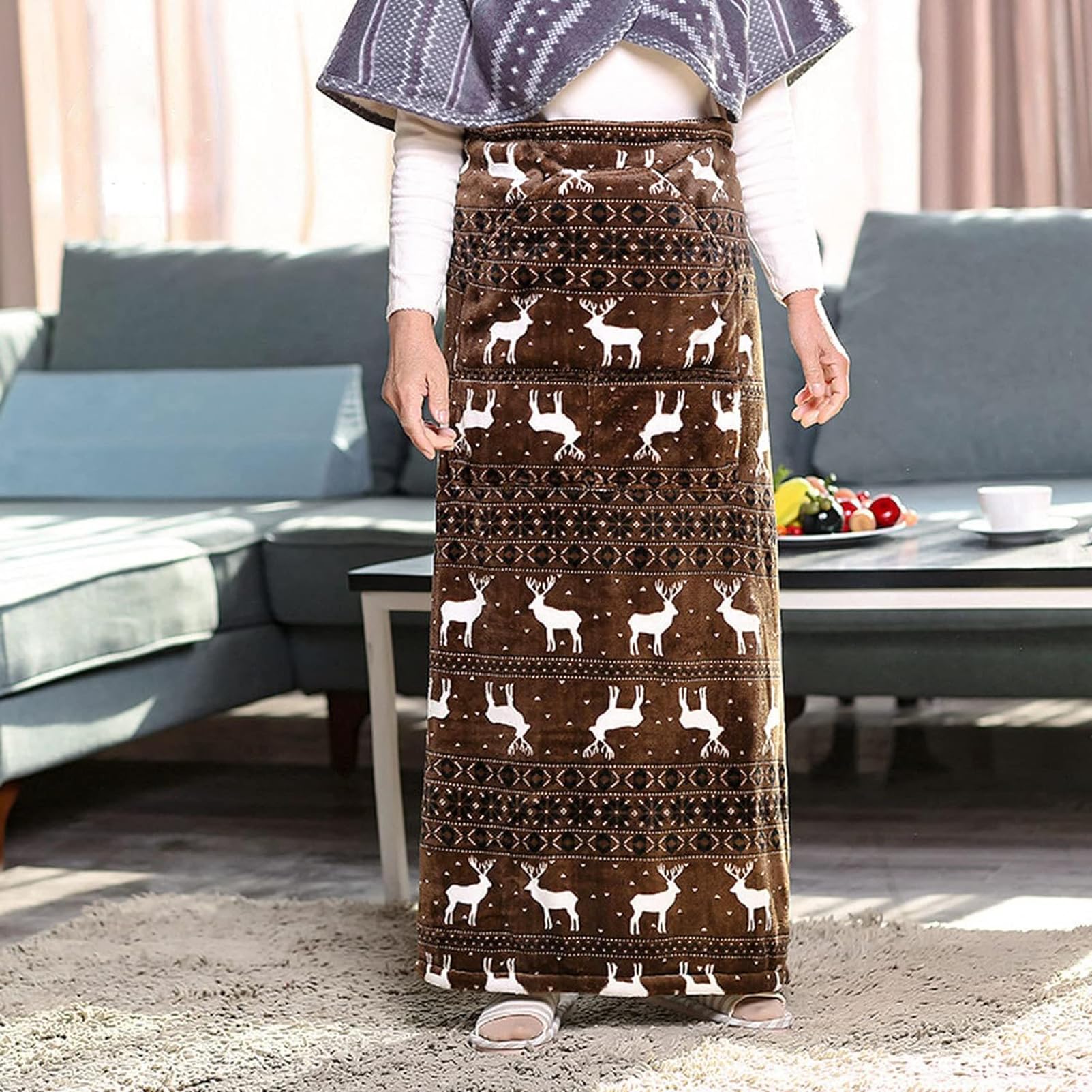 Manta Más Cálida para Silla De Ruedas, Manta Gruesa con Bolsillo, Funda para Silla De Ruedas para Personas Mayores, Fundas Cálidas Y Acogedoras para Piernas Y Parte Inferior del Cuerpo