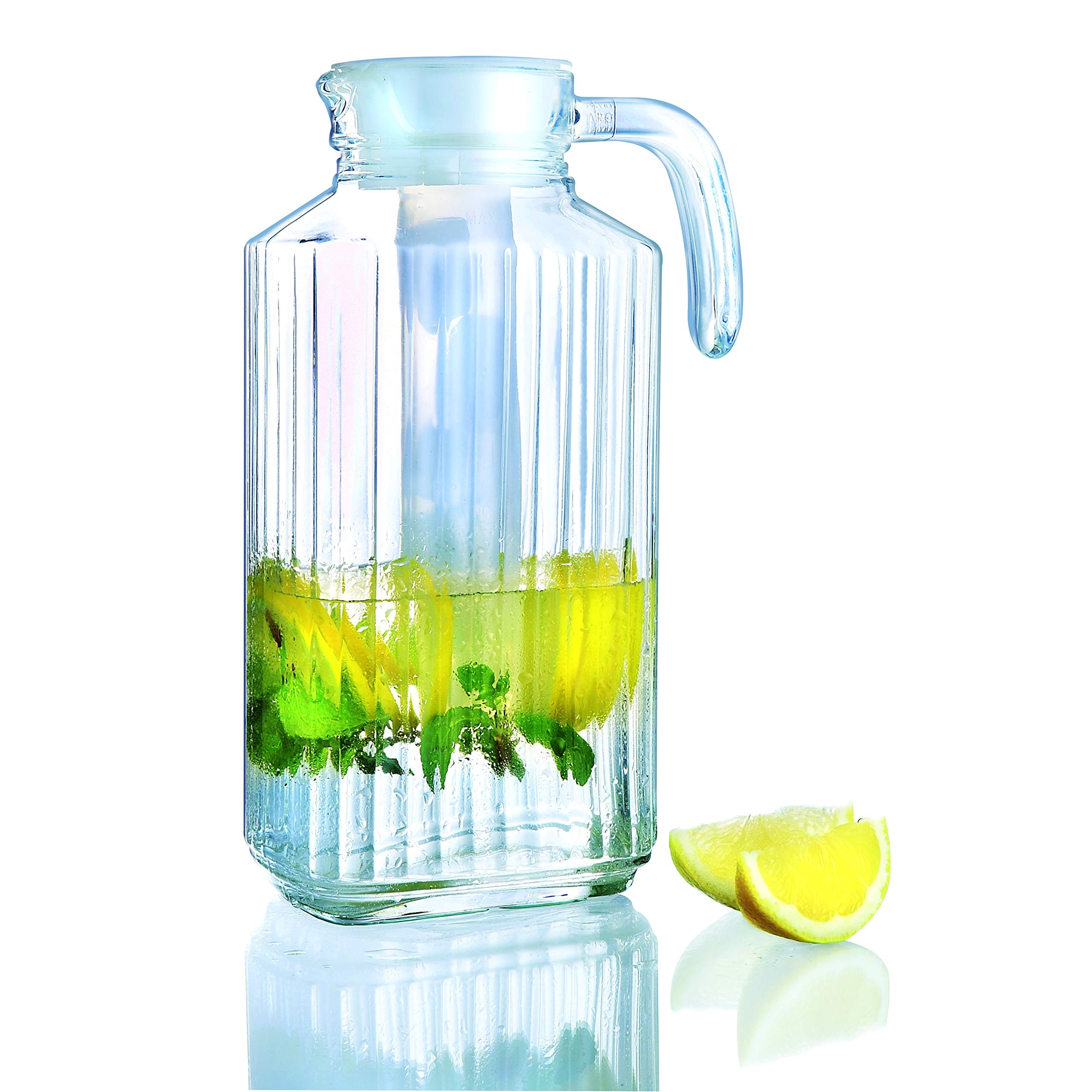 Buy HIWARE 64 Ounces Glass Pitcher with Stainless Steel Lid / Water