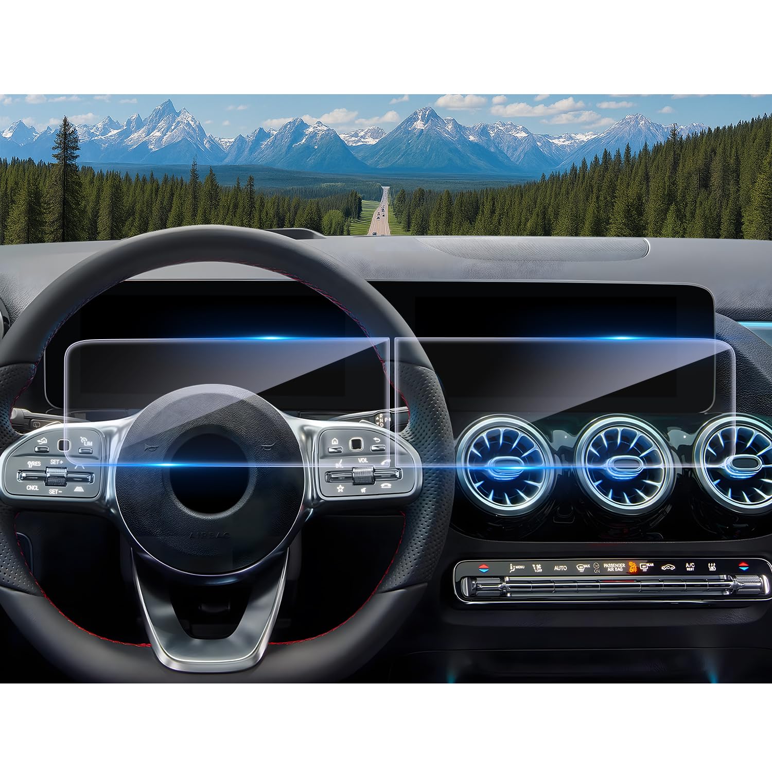 CDEFG 2Pcs Tempered Glass for 2020-2025 Mercedes Benz GLA GLB CLA/ 2022-2024 Mercedes Benz EQB Screen Protector Dual 10.25" Displays, for GLA GLB CLA EQB Accessories Screen Cover