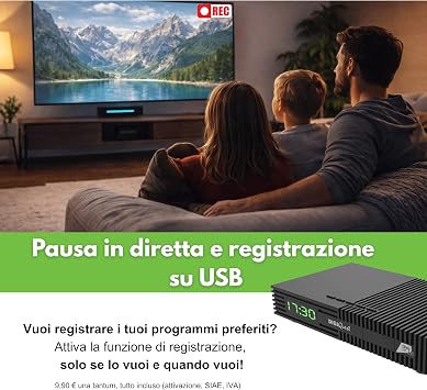 DIGIQUEST Tivùsat Ti9 DVB-S2 Decoder | Auto Installing | 2 in 1 Remote Control | Tivùsat Smart Card Included | HDR | Recording Function Activated | SOS Button