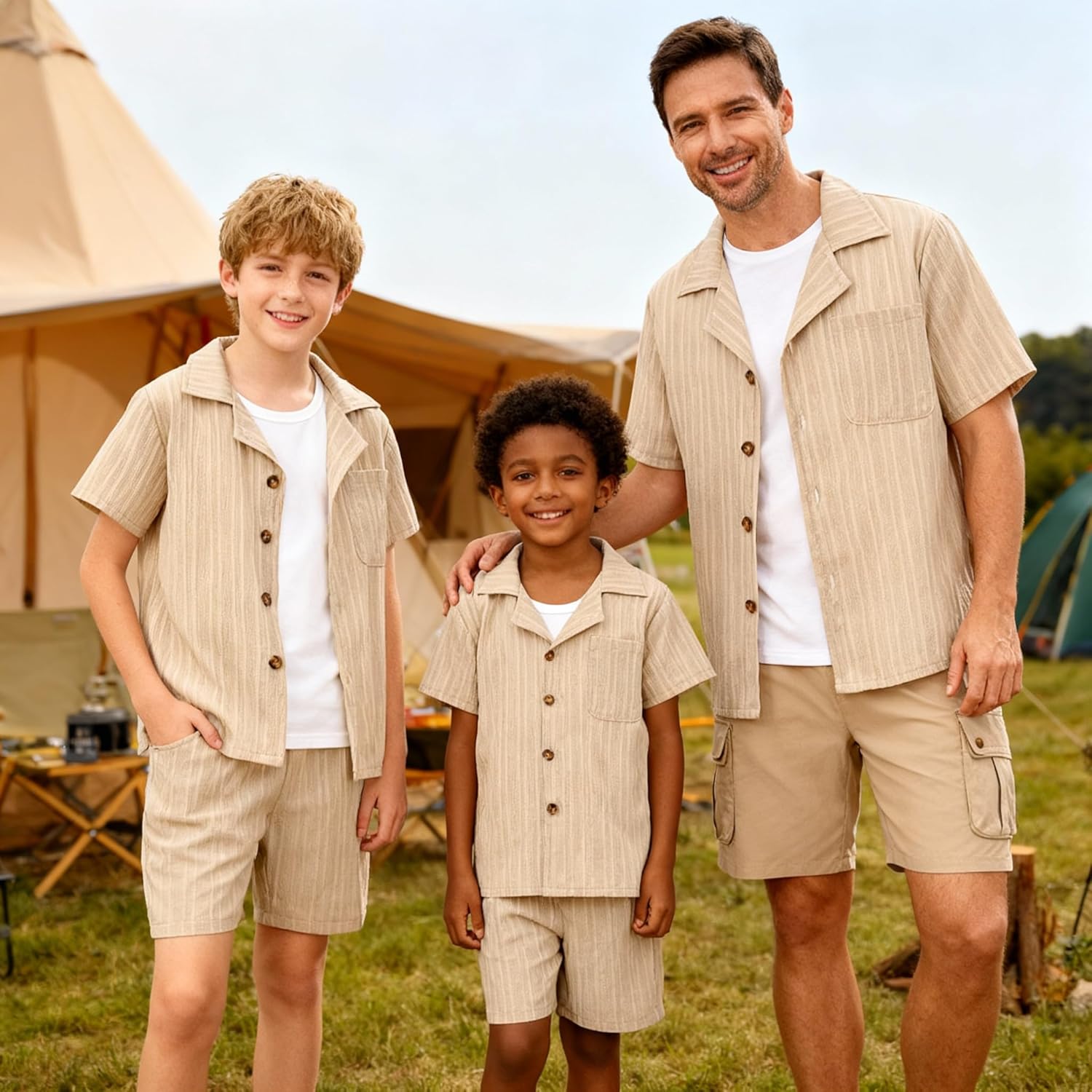 Kid Toddler Boy Clothes Short Sleeve Button-Down Shirt+Shorts+White Vest Summer Clothing Set 2-12 Years - Image 4