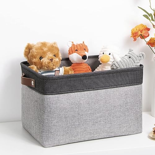 Miniatura 5 de DULLEMELO Cesta de almacenamiento de tela para estantesarmarios, cesta rectangular plegable para organizar ropa, juguetes, toallas, libros