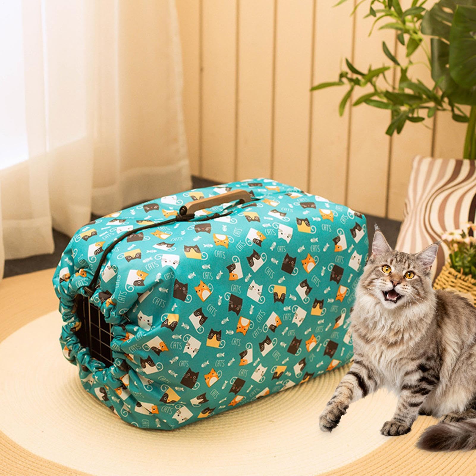 para Jaula o Transportín para Mascotas, Protector de Tela Oxford al Viento, Cubierta para Jaulas y Transportines de Gatos, para Cachorros y de Todas Las Razas, para Viajes, Camping, Exterior y