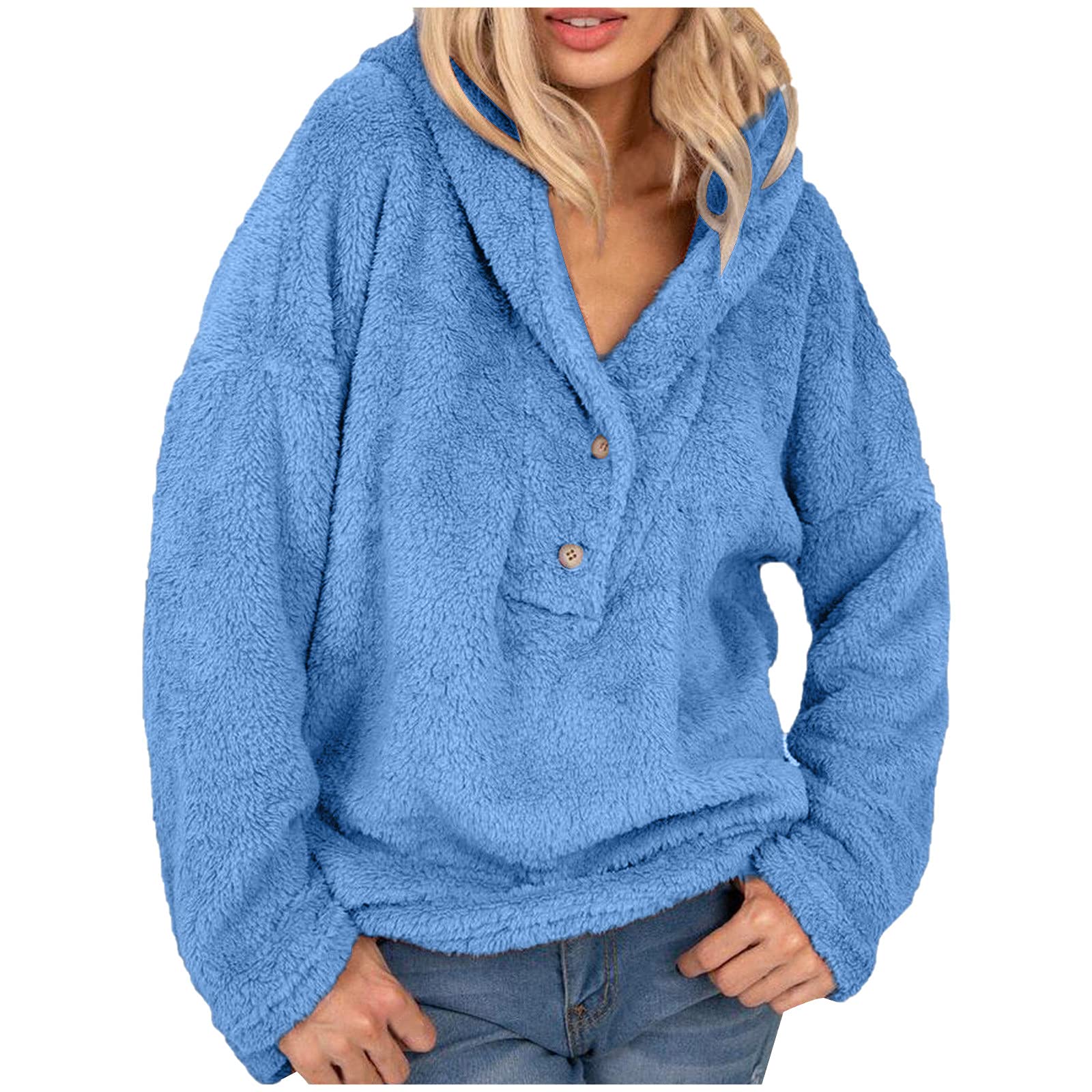 Peigen Womens Hoodie Plush Sweatshirts Pullovers Fall Winter Warm Faux Fleece Sweatshirt Fashion Long Sleeve Blouses