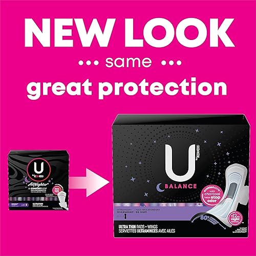 Miniatura 4 de U by Kotex Balance - Almohadillas ultrafinas para la noche con alas, absorción extra pesada, 120 unidades (4 paquetes de 30, 120 almohadillas