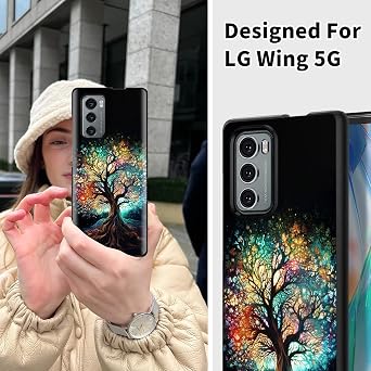 for LG Wing Case,for LG Wing Phone Case Slim Hard PC Ultra-Thin Anti-Scratches Shockproof Protective Phone Cover Case for LG Wing 5G 6.8 inch,Art Colorful Tree