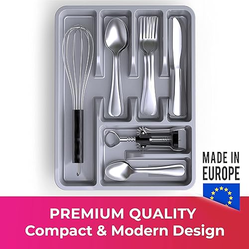 Miniatura 3 de Mueller - Organizador de cubiertos para cajón de cocina, 10 x 13pulgadas, 6compartimentos, resistente, bandeja de cubiertos para utensilios,