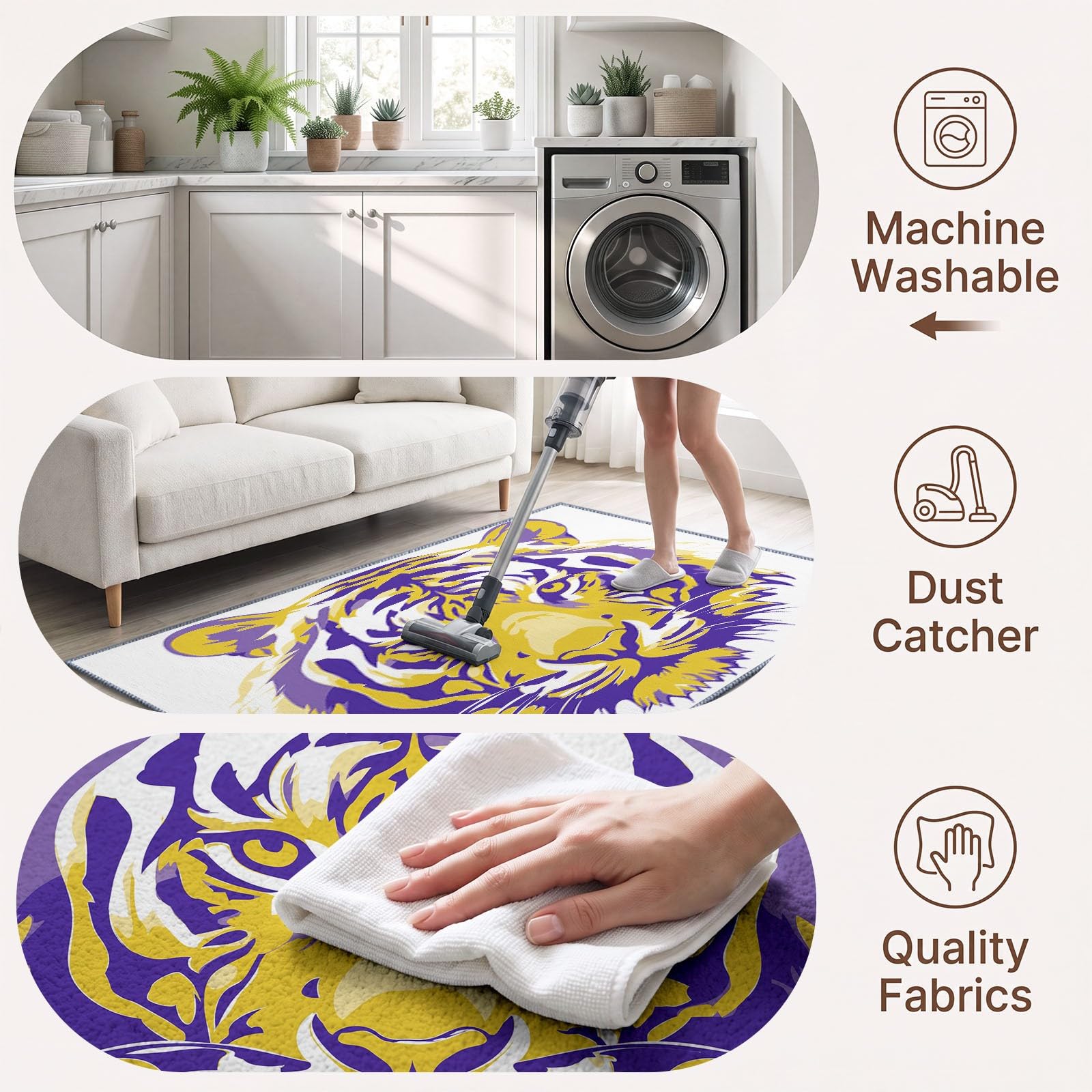 Tapis de Salon Animaux 180 x 240 cm, Tigre Tapis Poils Courts Lavable Moderne, Décoratif Antidérapant et Doux pour Salon Chambre et Bureau